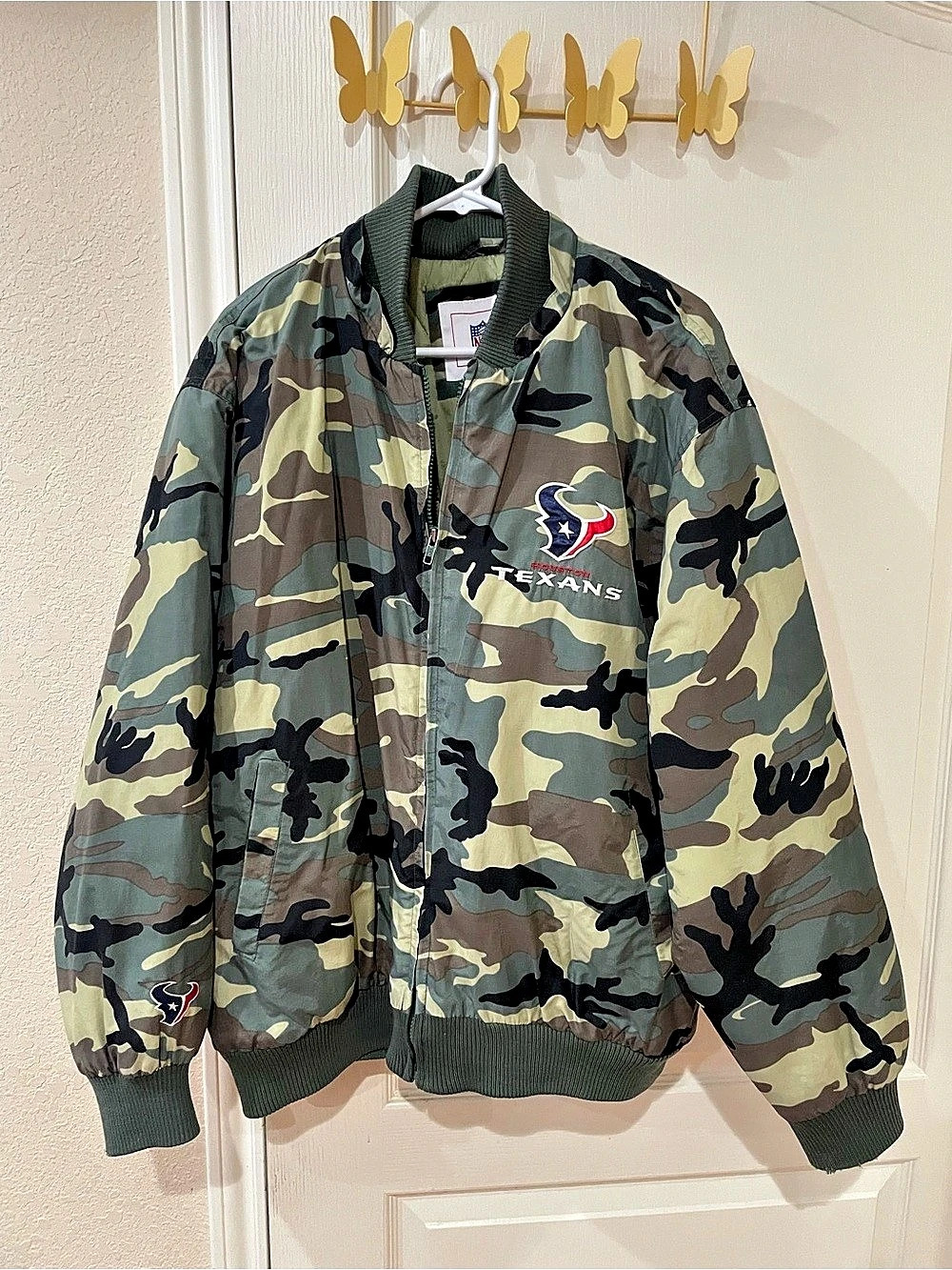 NFL Houston Texans camouflage bomber jacket Camo Bomber Jacket in Green & Brown